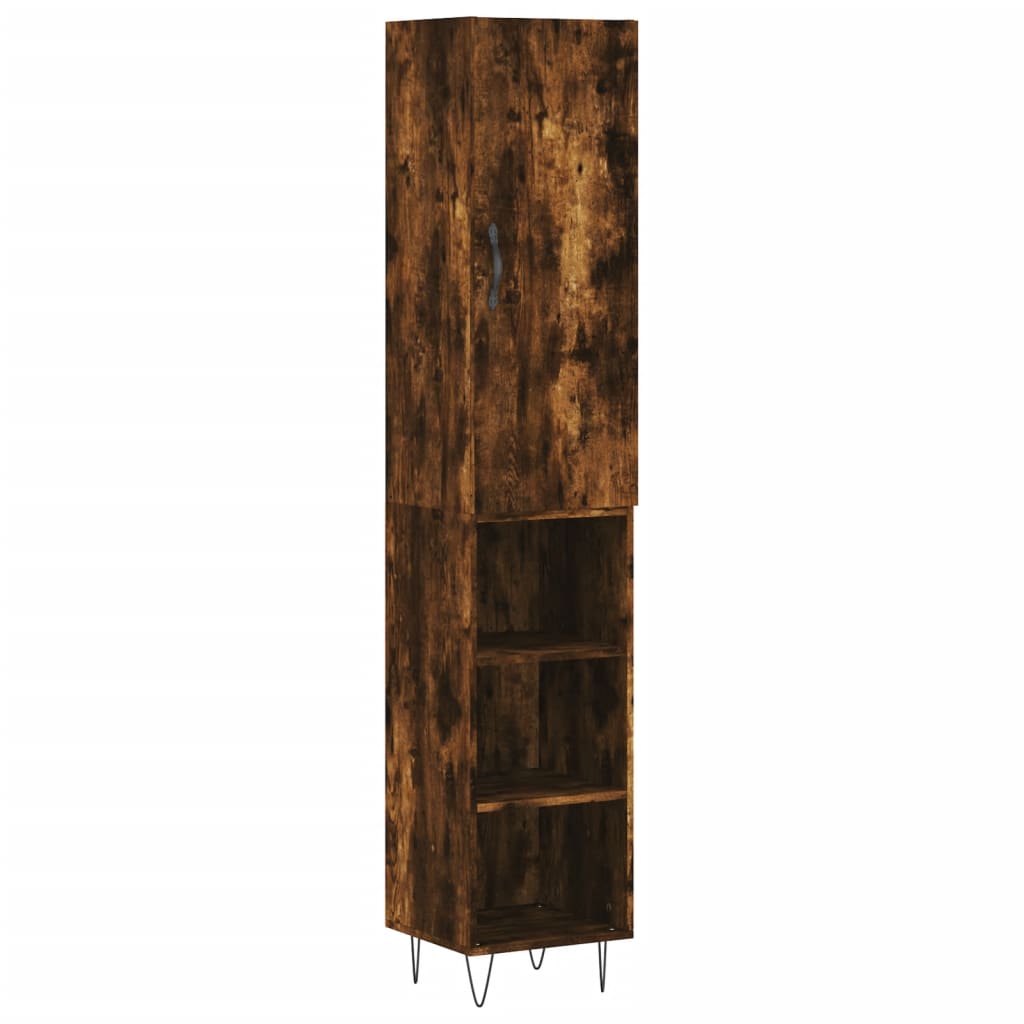 vidaXL Highboard Smoked Oak 34.5x34x180 cm Engineered Wood