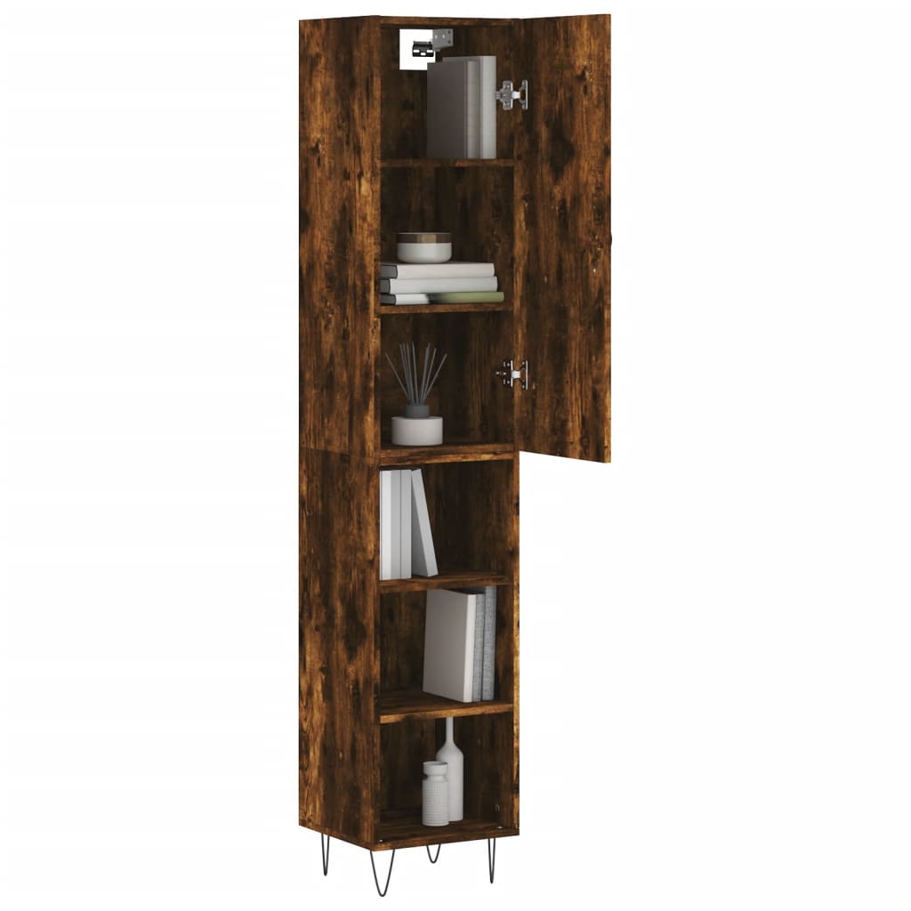 vidaXL Highboard Smoked Oak 34.5x34x180 cm Engineered Wood