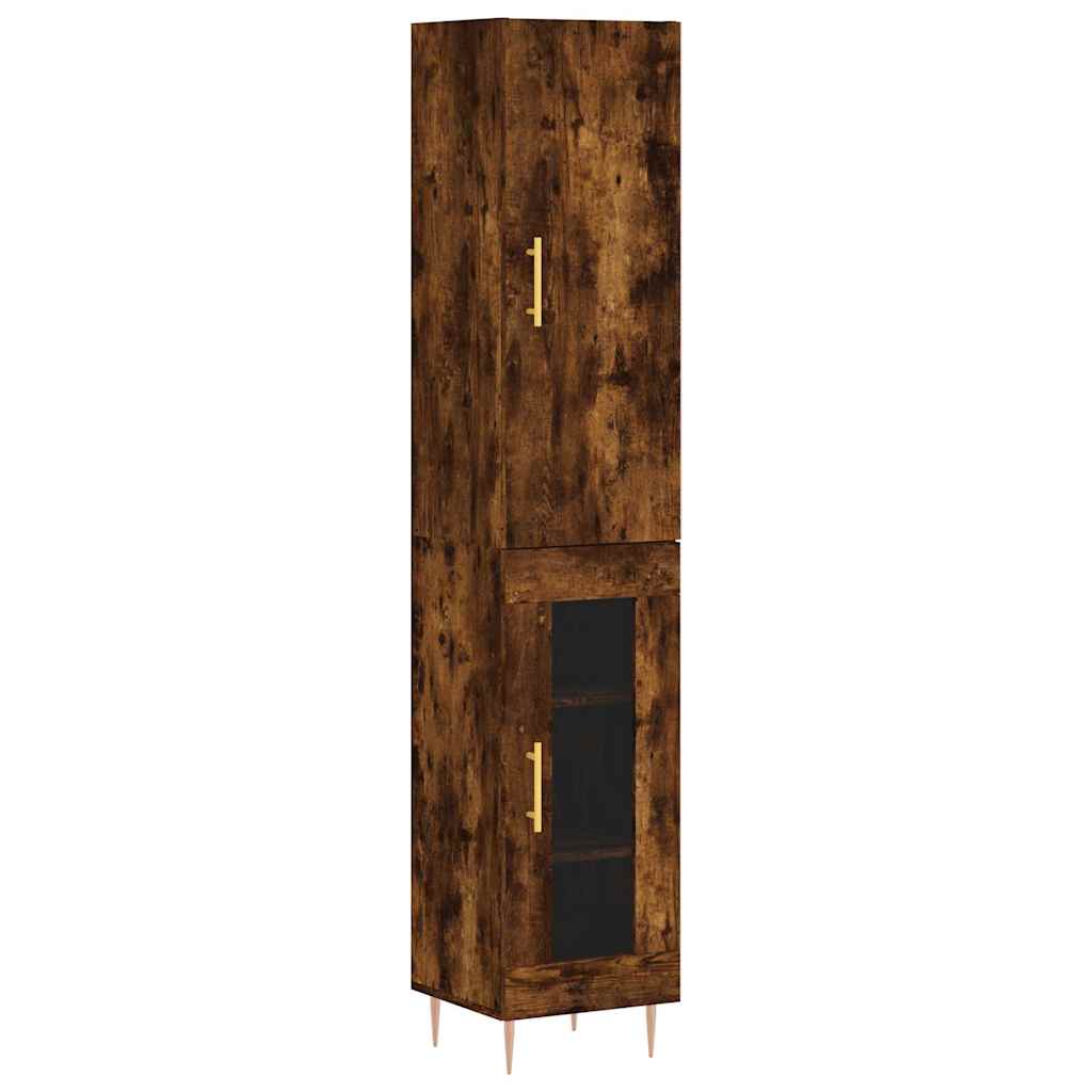 vidaXL Highboard Smoked Oak 34.5x34x180 cm Engineered Wood
