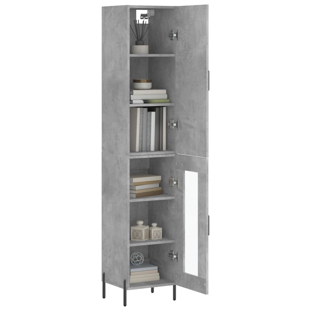 vidaXL Highboard Concrete Grey 34,5x34x180 cm Engineered Wood