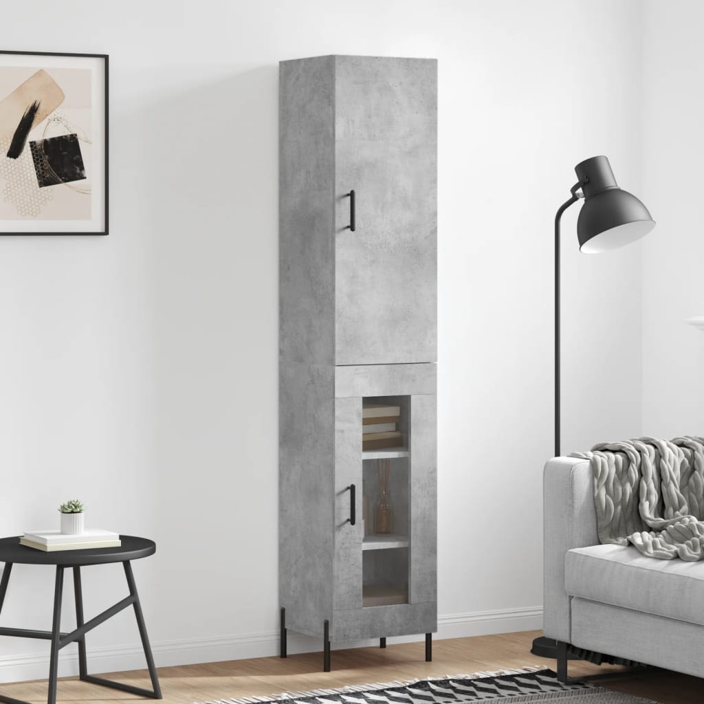 vidaXL Highboard Concrete Grey 34,5x34x180 cm Engineered Wood
