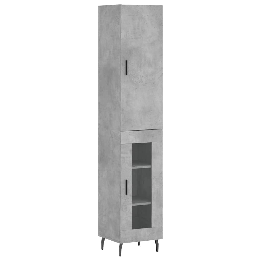 vidaXL Highboard Concrete Grey 34,5x34x180 cm Engineered Wood