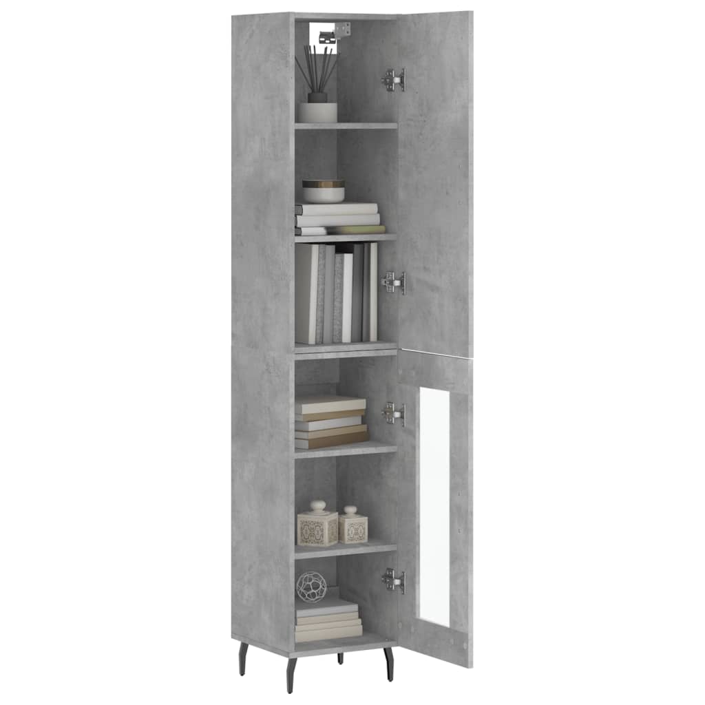 vidaXL Highboard Concrete Grey 34,5x34x180 cm Engineered Wood