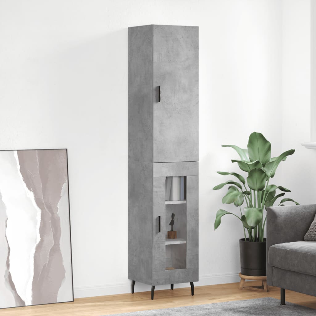 vidaXL Highboard Concrete Grey 34,5x34x180 cm Engineered Wood