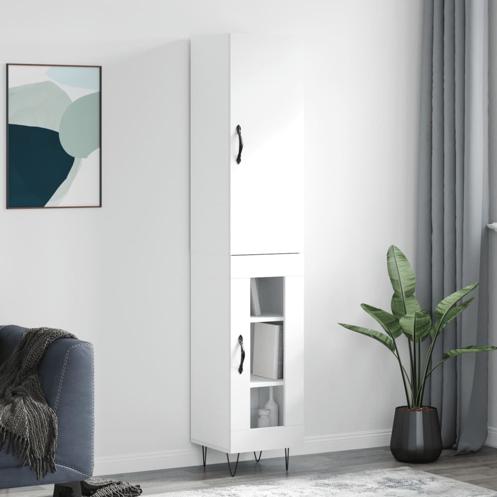 vidaXL Highboard White 34.5x34x180 cm Engineered Wood