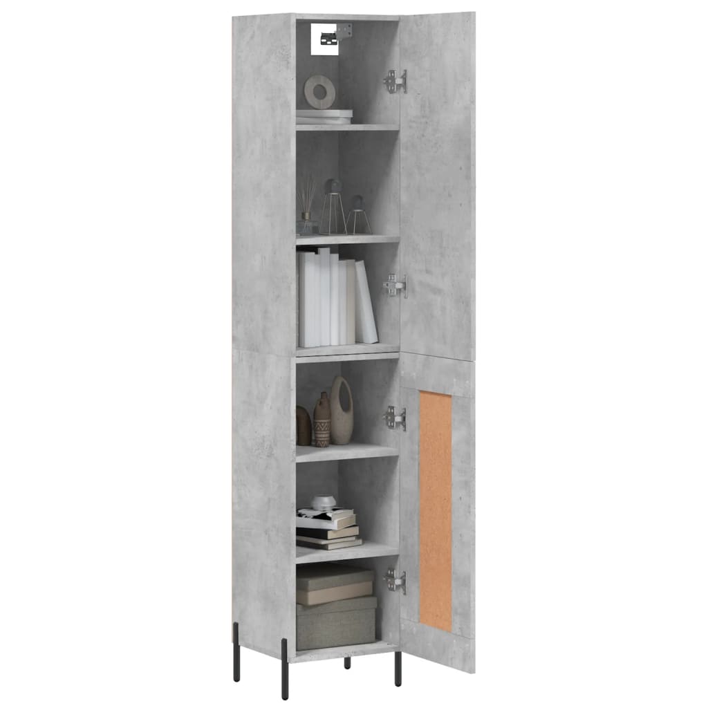 vidaXL Highboard Concrete Grey 34,5x34x180 cm Engineered Wood