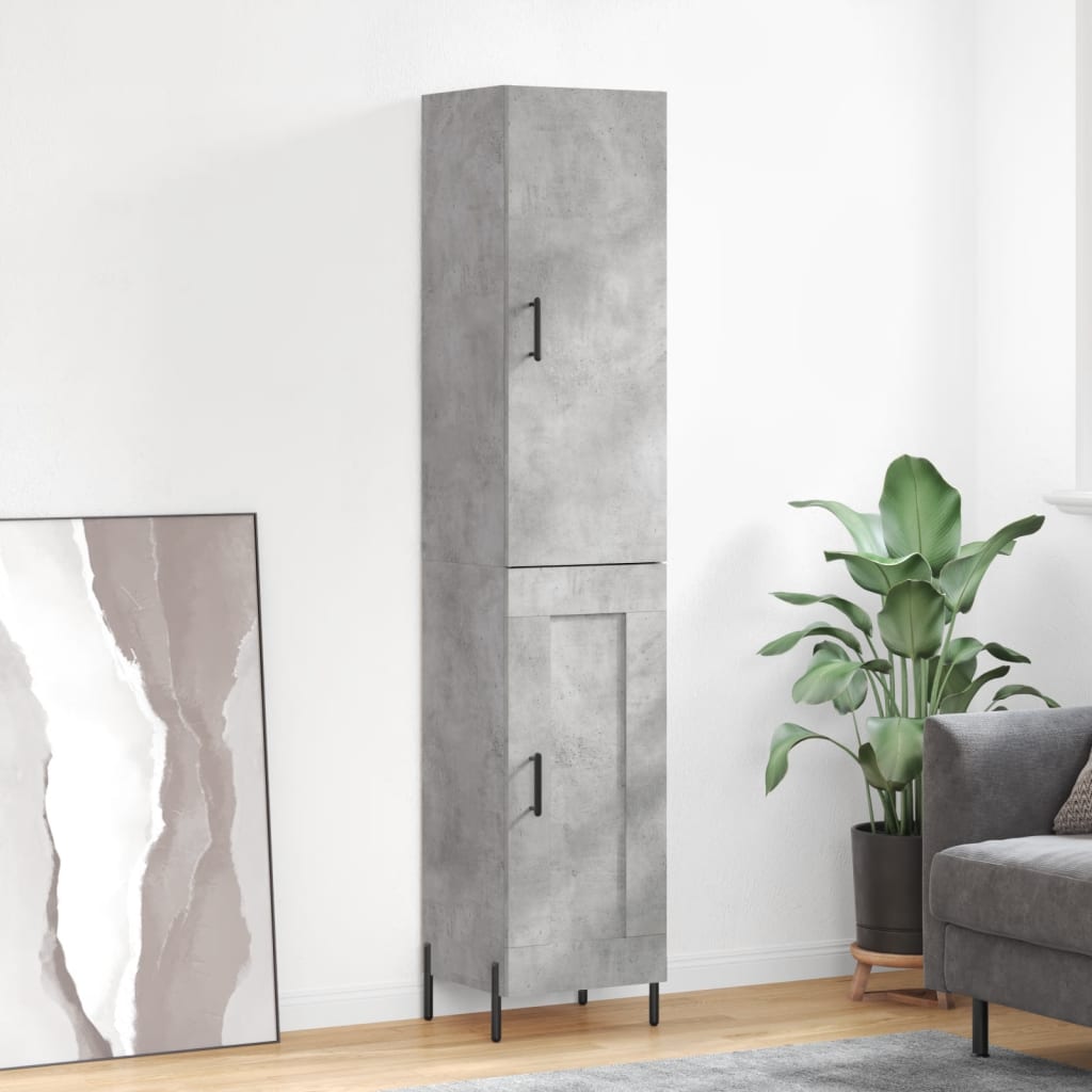 vidaXL Highboard Concrete Grey 34,5x34x180 cm Engineered Wood
