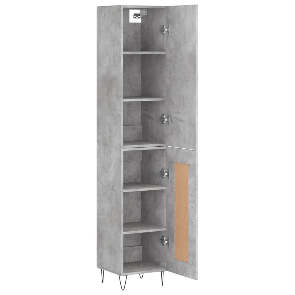 vidaXL Highboard Concrete Grey 34.5x34x180 cm Engineered Wood