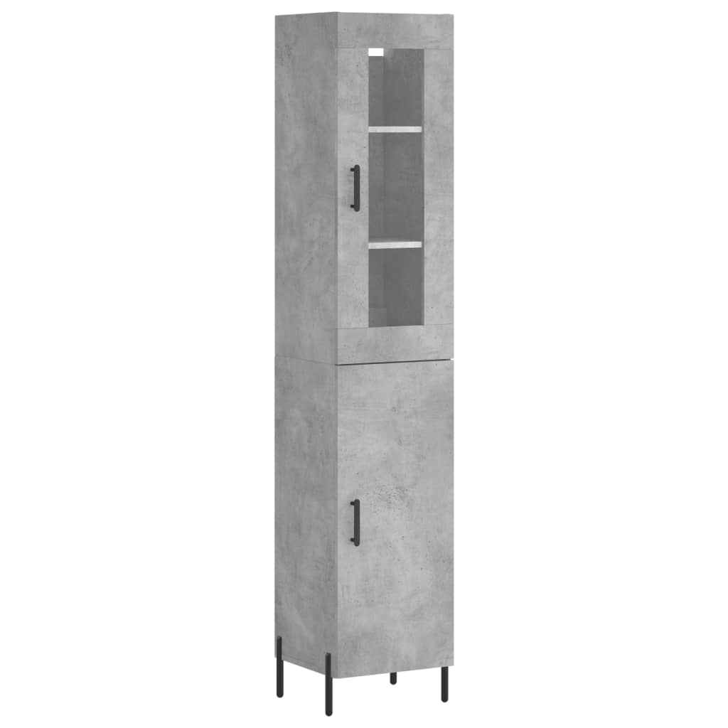 vidaXL Highboard Concrete Grey 34,5x34x180 cm Engineered Wood