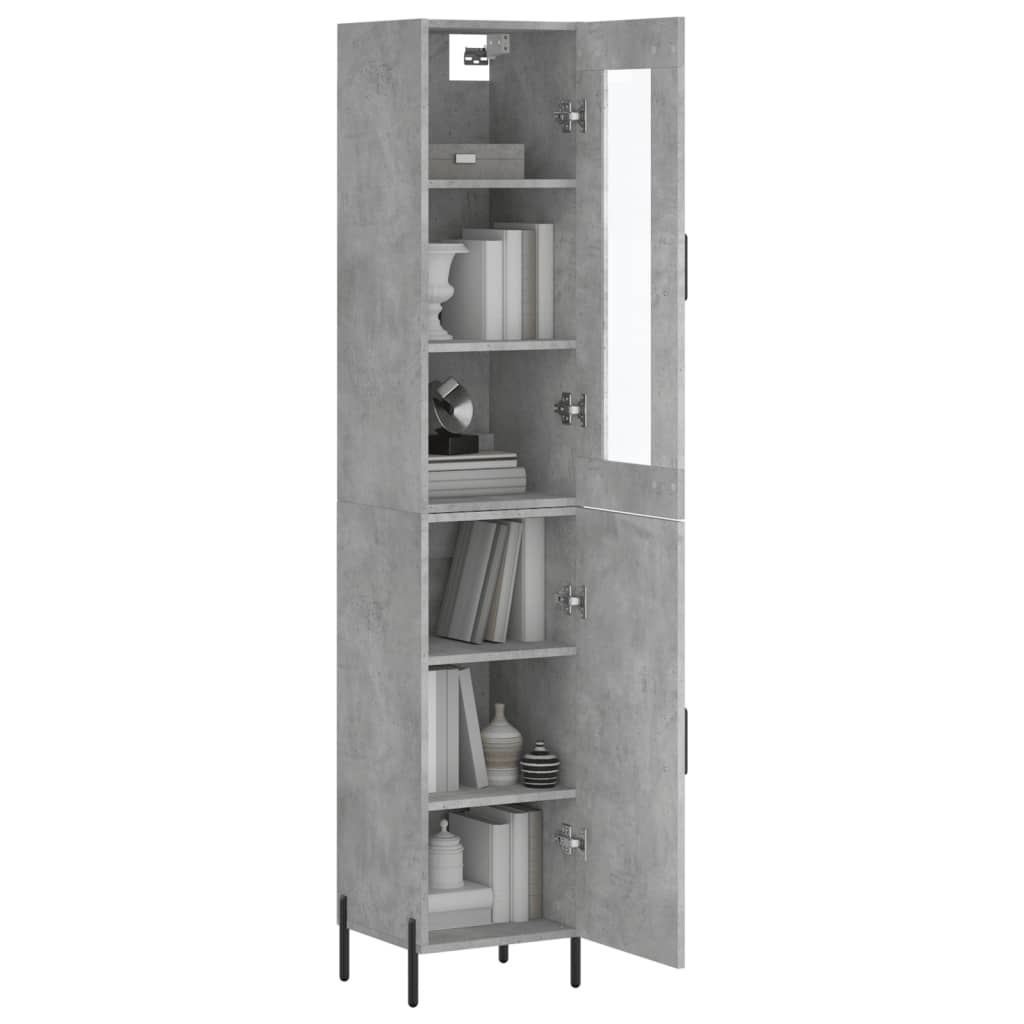 vidaXL Highboard Concrete Grey 34,5x34x180 cm Engineered Wood