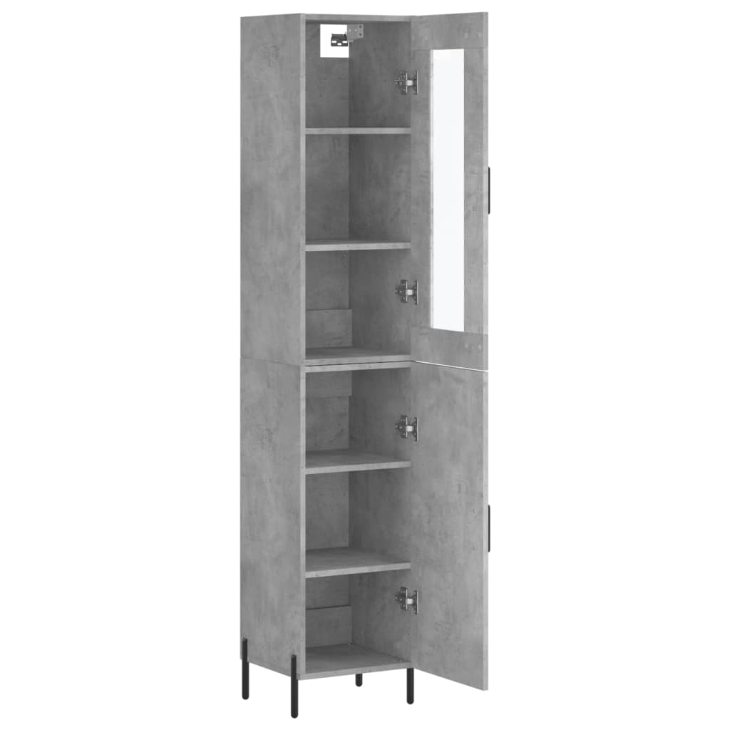 vidaXL Highboard Concrete Grey 34,5x34x180 cm Engineered Wood