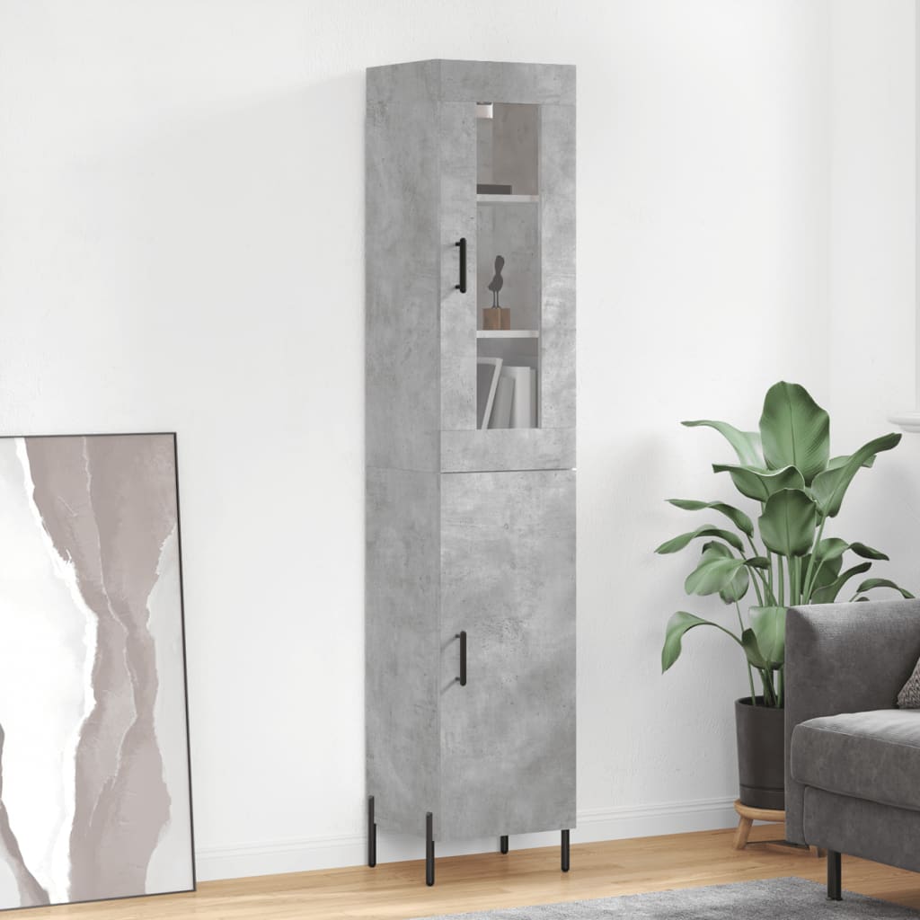 vidaXL Highboard Concrete Grey 34,5x34x180 cm Engineered Wood