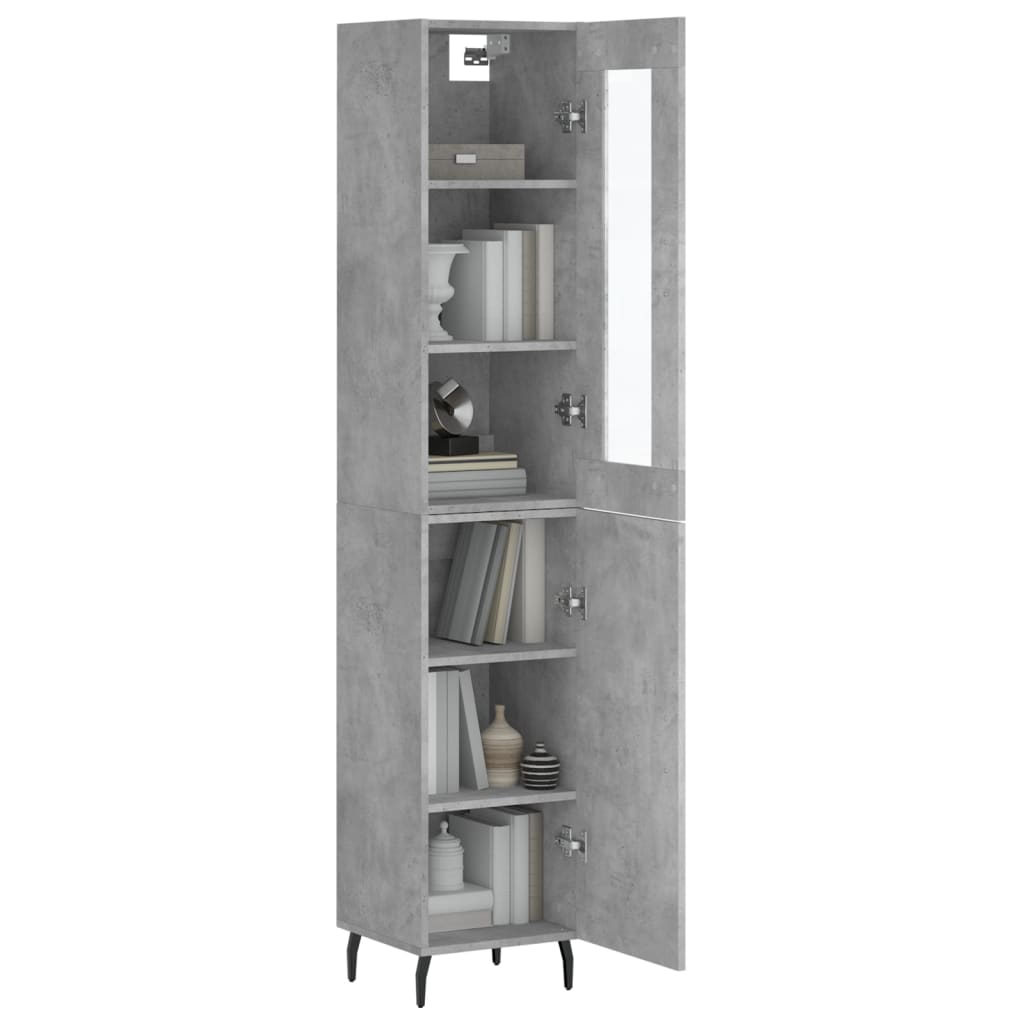 vidaXL Highboard Concrete Grey 34,5x34x180 cm Engineered Wood