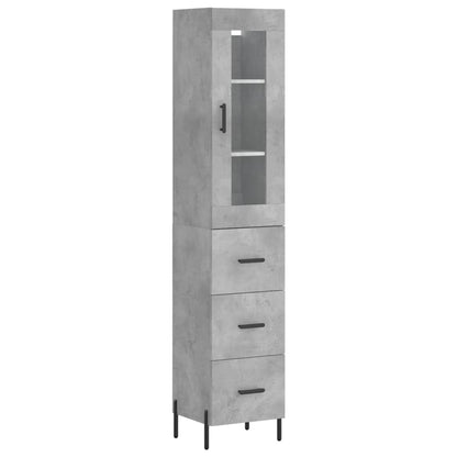 vidaXL Highboard Concrete Grey 34,5x34x180 cm Engineered Wood