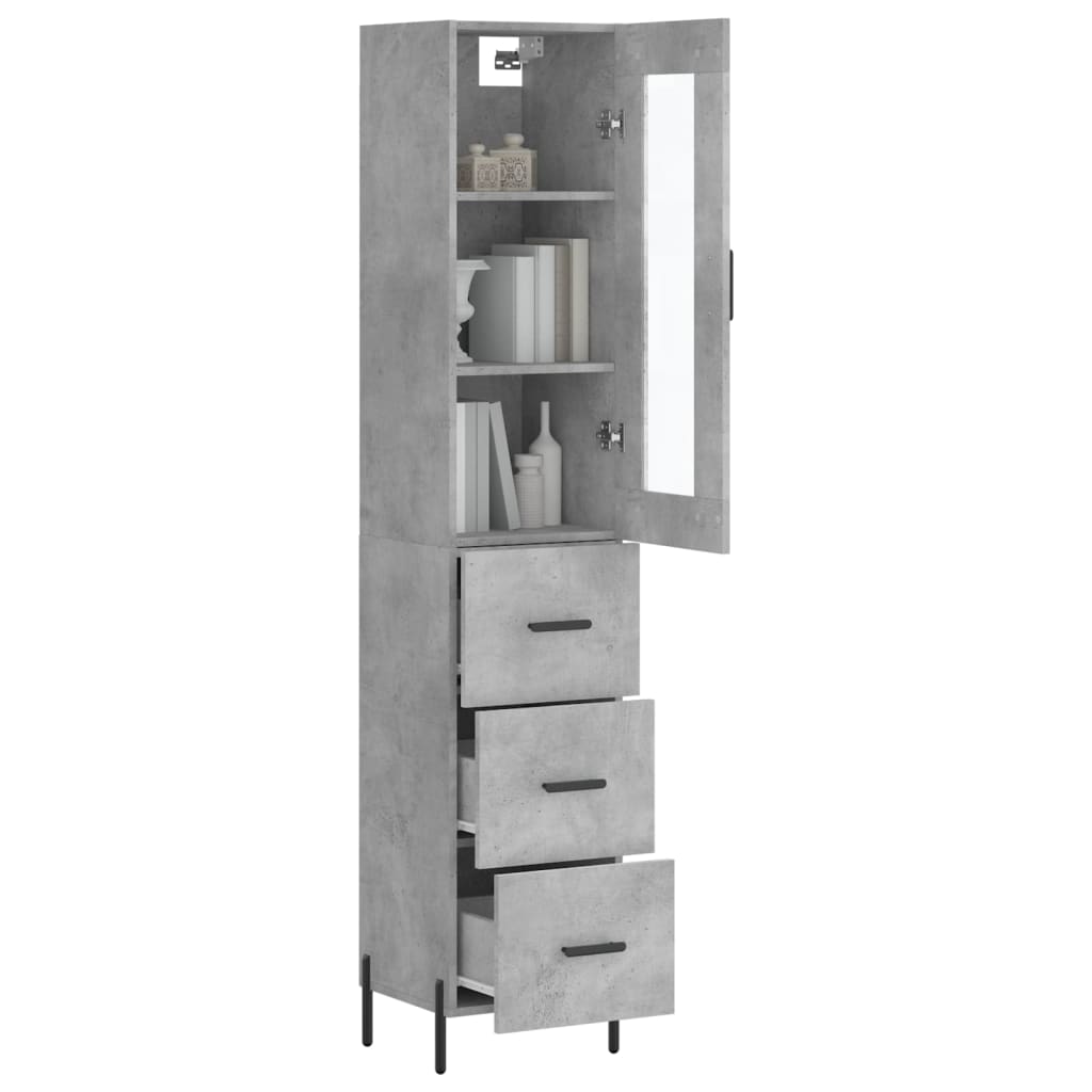 vidaXL Highboard Concrete Grey 34,5x34x180 cm Engineered Wood