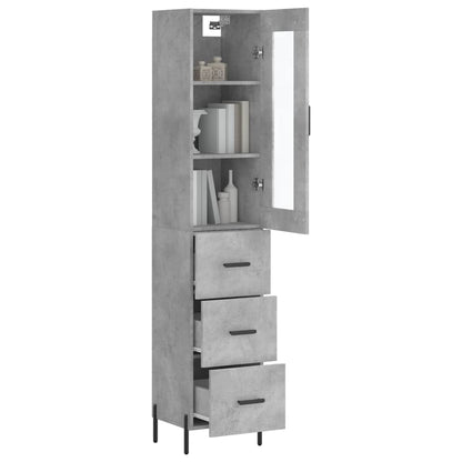 vidaXL Highboard Concrete Grey 34,5x34x180 cm Engineered Wood