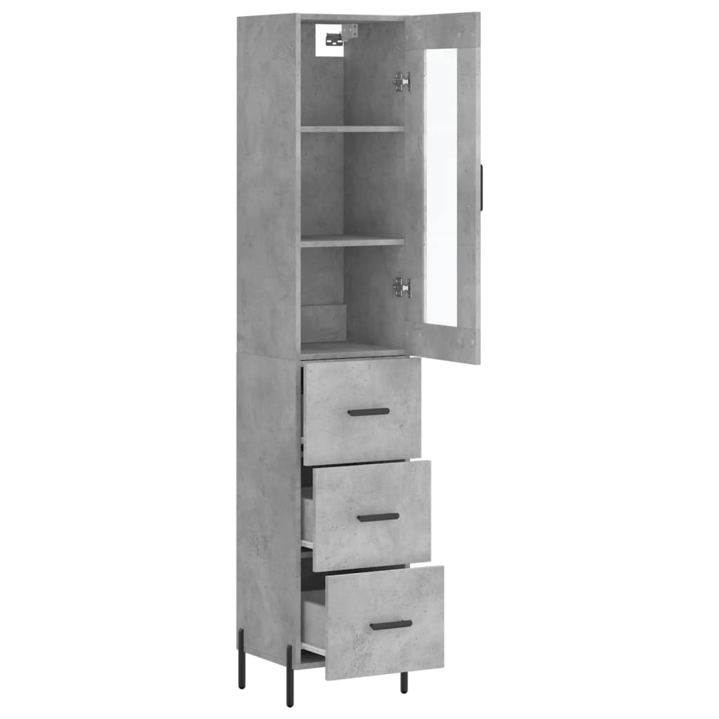 vidaXL Highboard Concrete Grey 34,5x34x180 cm Engineered Wood