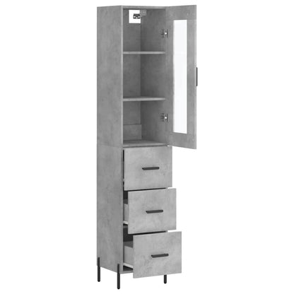 vidaXL Highboard Concrete Grey 34,5x34x180 cm Engineered Wood