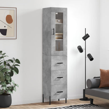 vidaXL Highboard Concrete Grey 34,5x34x180 cm Engineered Wood