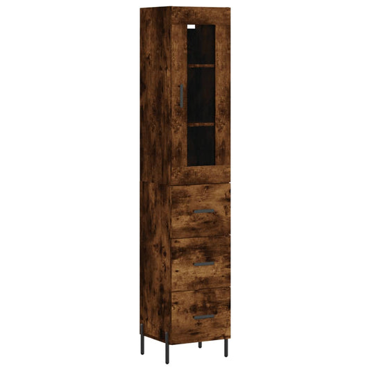 vidaXL Highboard Smoked Oak 34.5x34x180 cm Engineered Wood