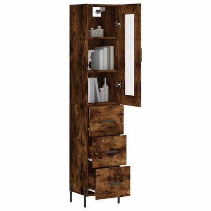 vidaXL Highboard Smoked Oak 34,5x34x180 cm Engineered Wood