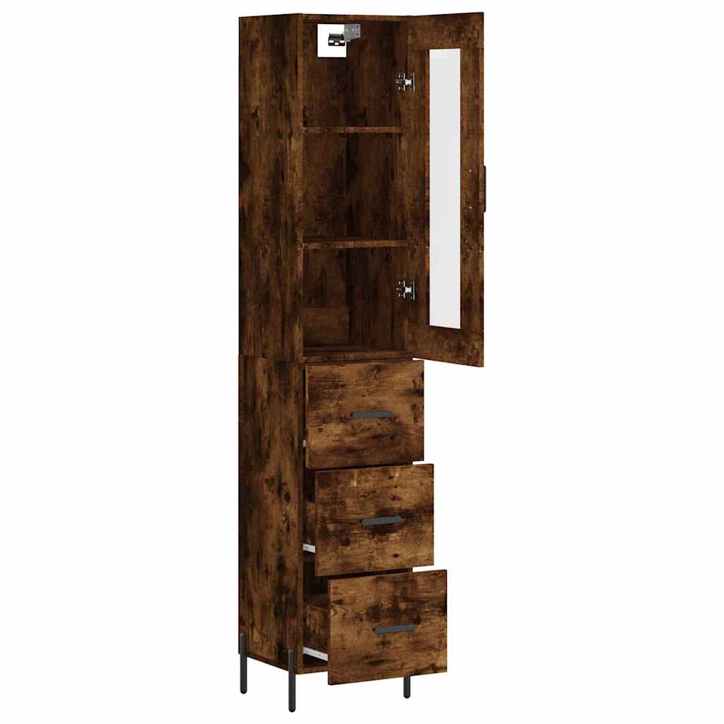 vidaXL Highboard Smoked Oak 34,5x34x180 cm Engineered Wood
