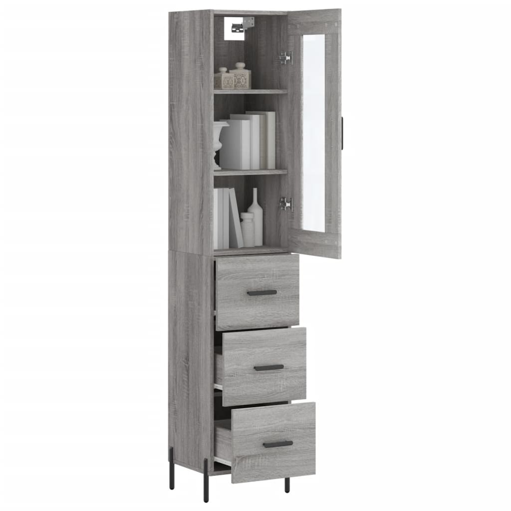 vidaXL Highboard Grey Sonoma 34,5x34x180 cm Engineered Wood