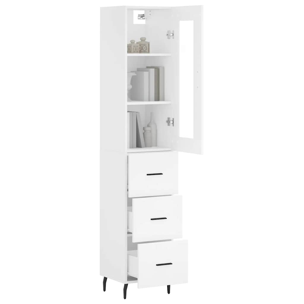 vidaXL Highboard White 34,5x34x180 cm Engineered Wood