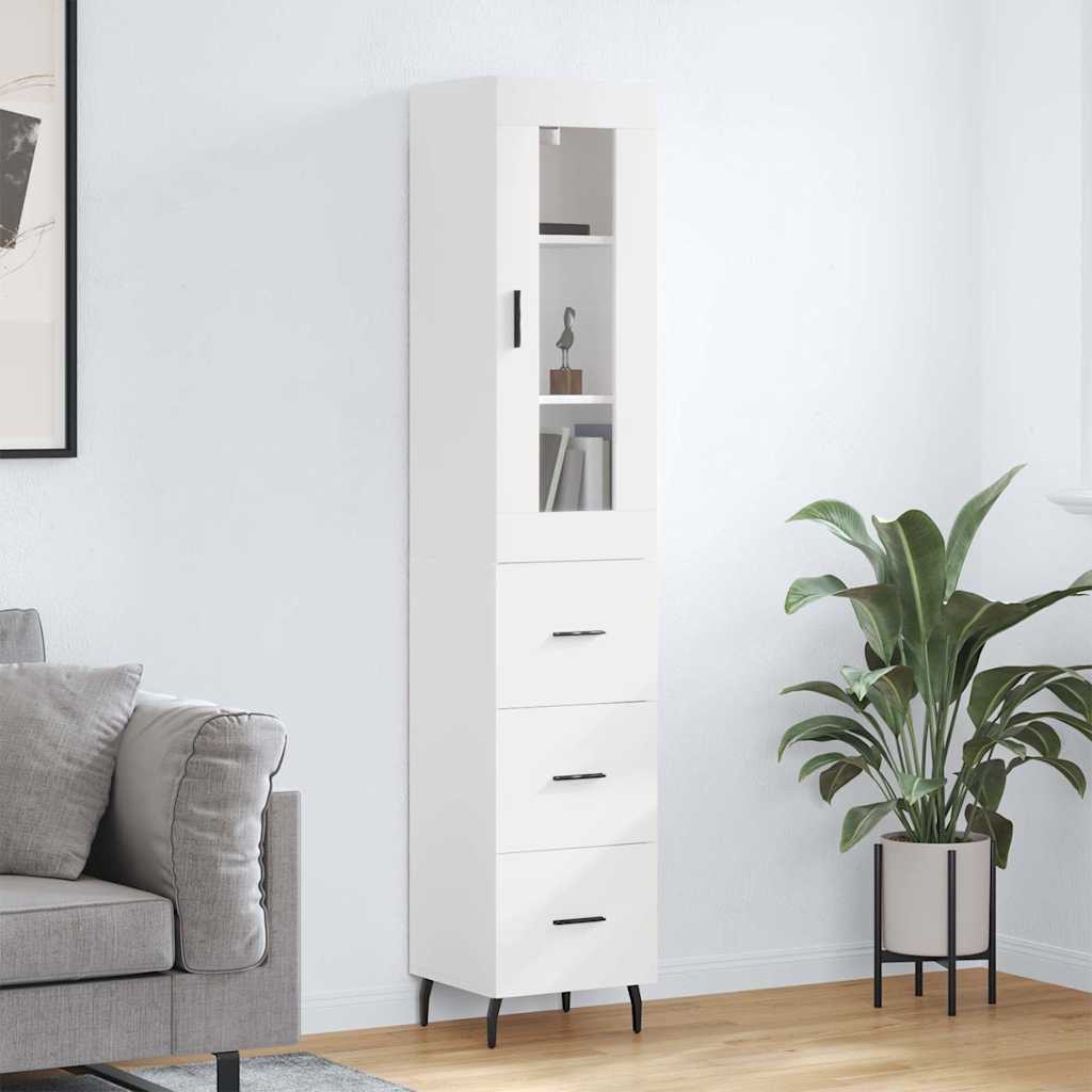 vidaXL Highboard White 34,5x34x180 cm Engineered Wood