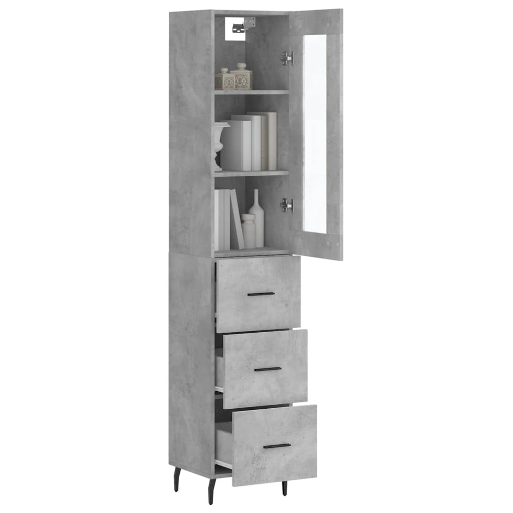 vidaXL Highboard Concrete Grey 34,5x34x180 cm Engineered Wood
