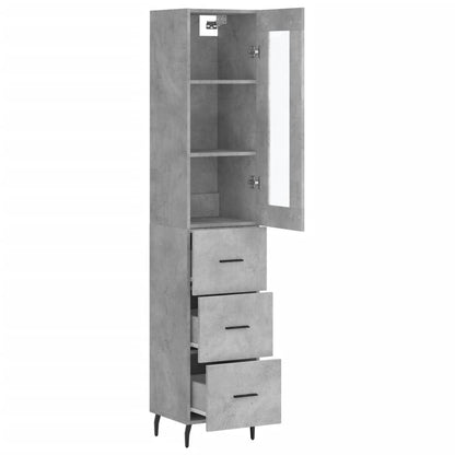 vidaXL Highboard Concrete Grey 34,5x34x180 cm Engineered Wood