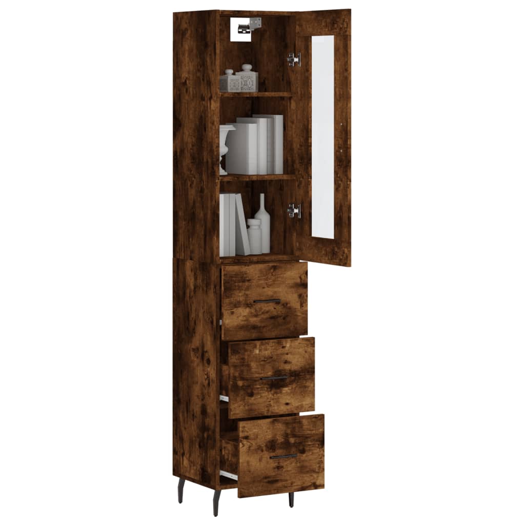 vidaXL Highboard Smoked Oak 34,5x34x180 cm Engineered Wood