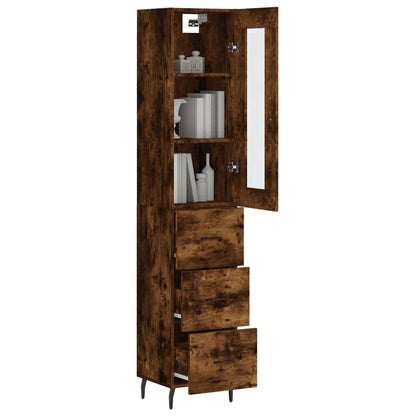 vidaXL Highboard Smoked Oak 34,5x34x180 cm Engineered Wood