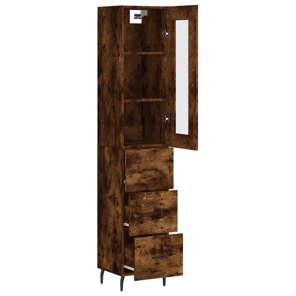 vidaXL Highboard Smoked Oak 34,5x34x180 cm Engineered Wood