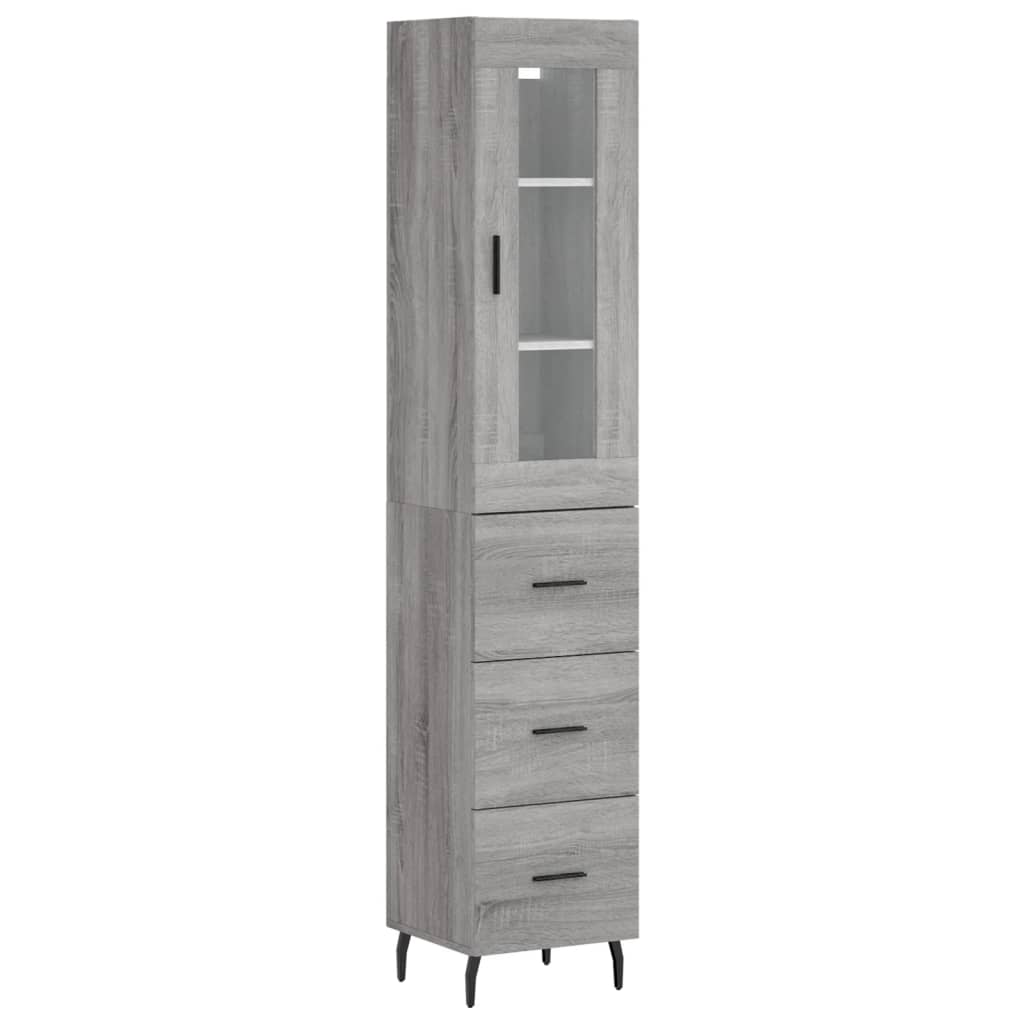 vidaXL Highboard Grey Sonoma 34.5x34x180 cm Engineered Wood