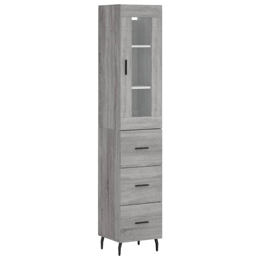 vidaXL Highboard Grey Sonoma 34.5x34x180 cm Engineered Wood