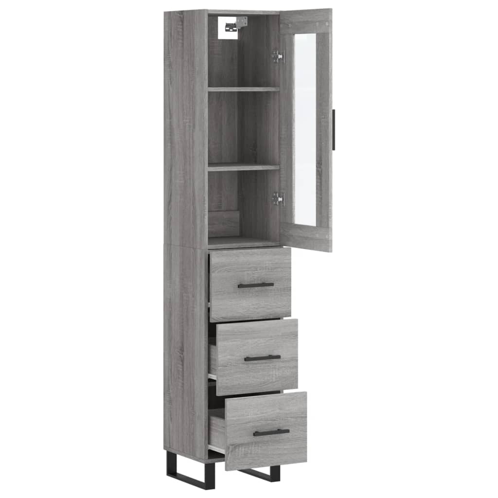 vidaXL Highboard Grey Sonoma 34,5x34x180 cm Engineered Wood