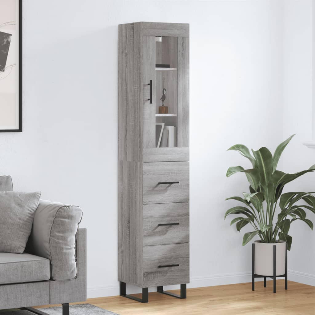 vidaXL Highboard Grey Sonoma 34,5x34x180 cm Engineered Wood