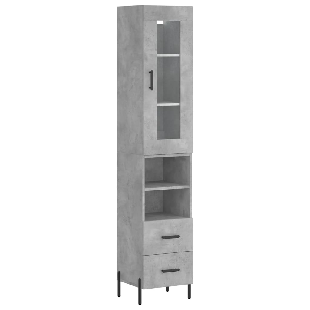 vidaXL Highboard Concrete Grey 34,5x34x180 cm Engineered Wood