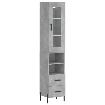 vidaXL Highboard Concrete Grey 34,5x34x180 cm Engineered Wood
