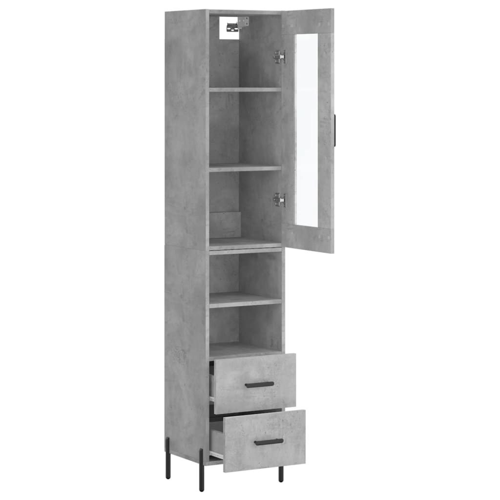 vidaXL Highboard Concrete Grey 34,5x34x180 cm Engineered Wood
