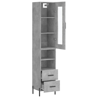vidaXL Highboard Concrete Grey 34,5x34x180 cm Engineered Wood