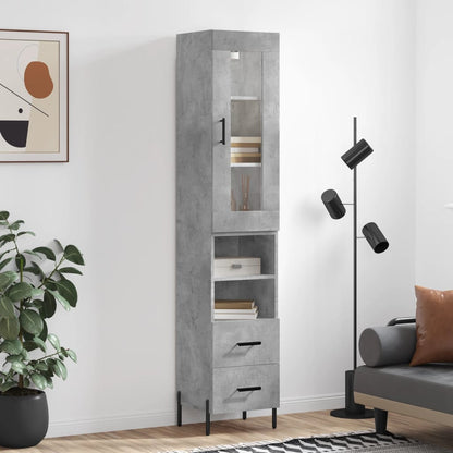 vidaXL Highboard Concrete Grey 34,5x34x180 cm Engineered Wood