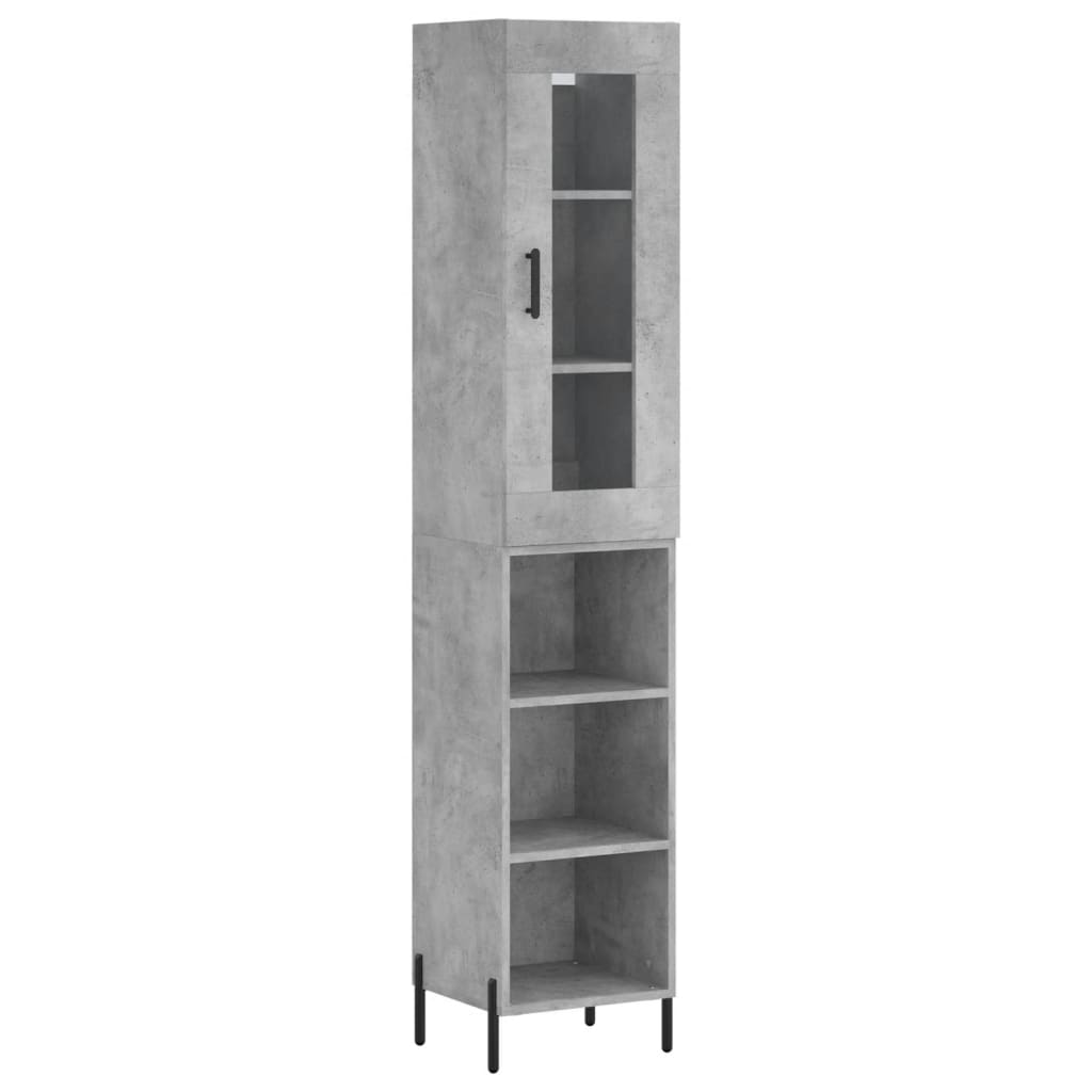 vidaXL Highboard Concrete Grey 34,5x34x180 cm Engineered Wood