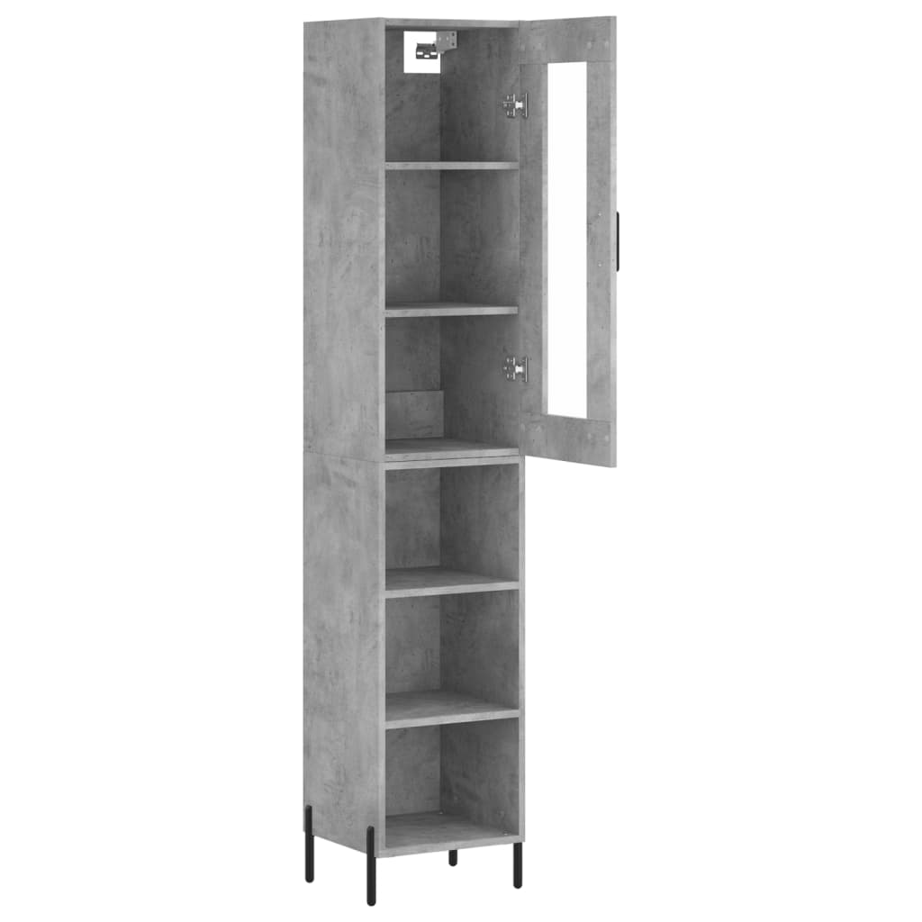 vidaXL Highboard Concrete Grey 34,5x34x180 cm Engineered Wood