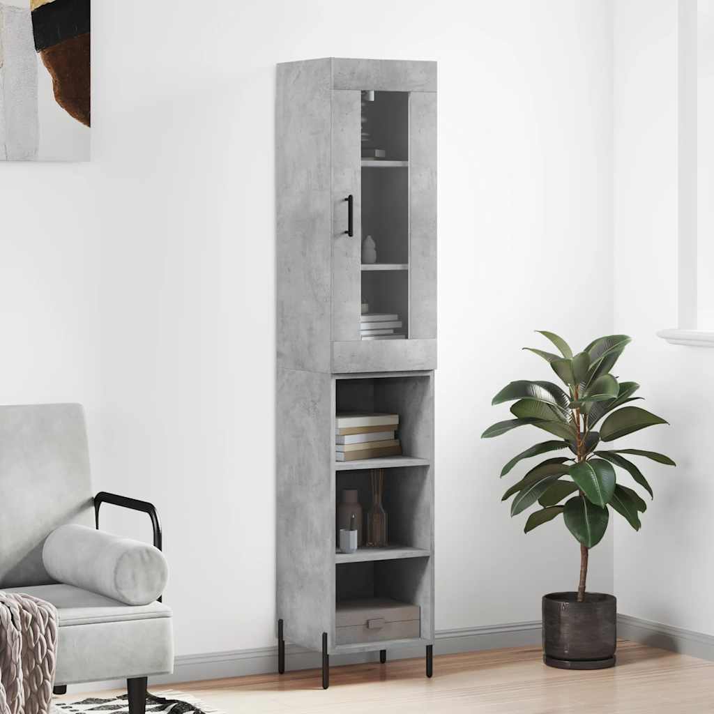 vidaXL Highboard Concrete Grey 34,5x34x180 cm Engineered Wood