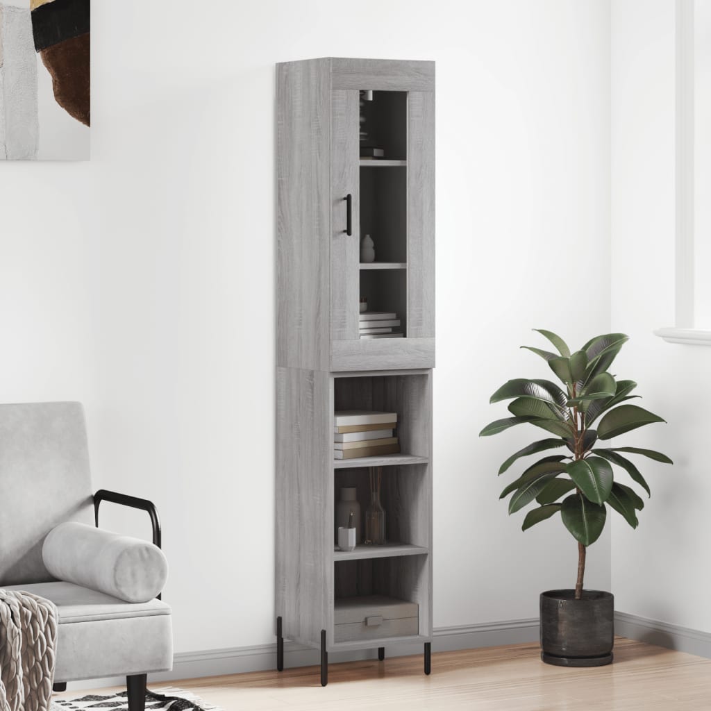 vidaXL Highboard Grey Sonoma 34,5x34x180 cm Engineered Wood