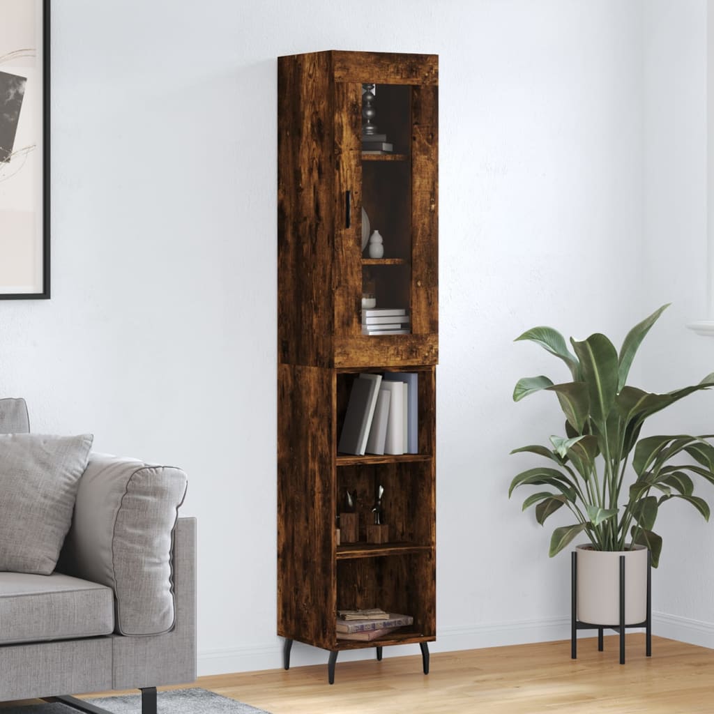 vidaXL Highboard Smoked Oak 34.5x34x180 cm Engineered Wood