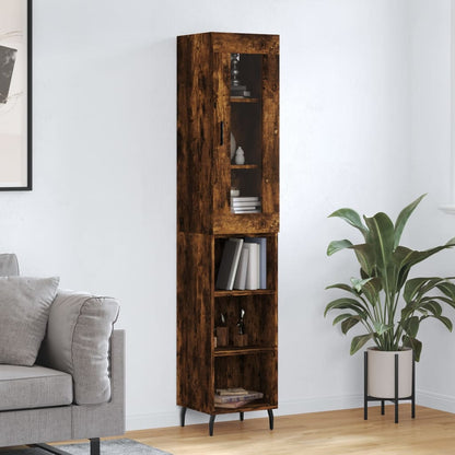 vidaXL Highboard Smoked Oak 34.5x34x180 cm Engineered Wood