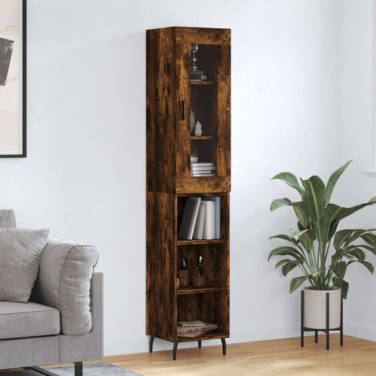 vidaXL Highboard Smoked Oak 34.5x34x180 cm Engineered Wood